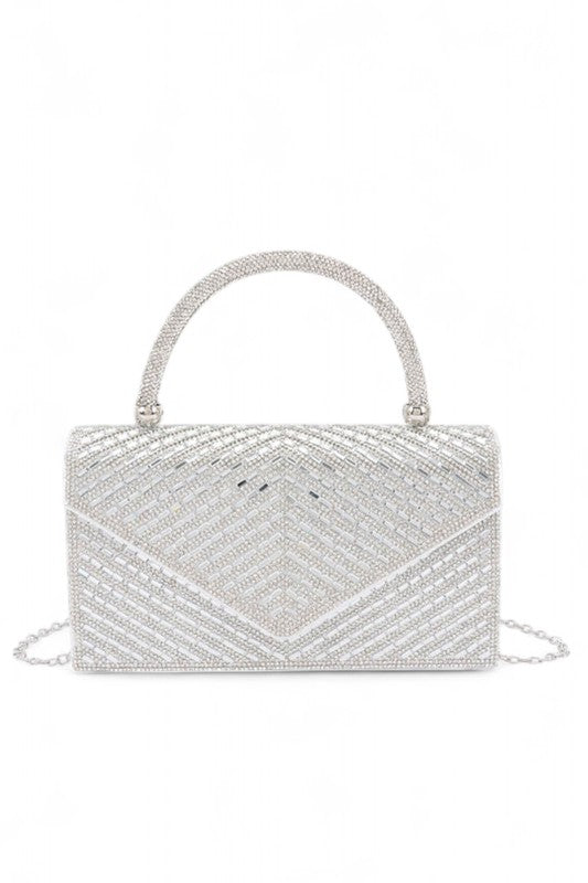 Rhinestone Top Handle Statement Clutch Bag