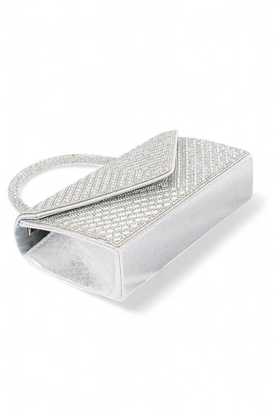 Rhinestone Top Handle Statement Clutch Bag