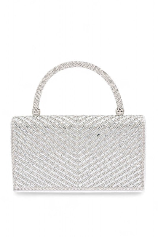 Rhinestone Top Handle Statement Clutch Bag