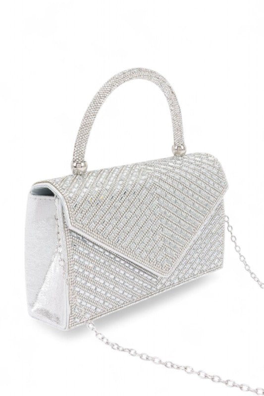 Rhinestone Top Handle Statement Clutch Bag