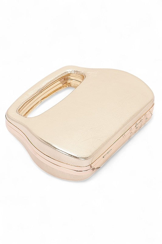 Top Handle Molded Metallic Clutch Swing Bag