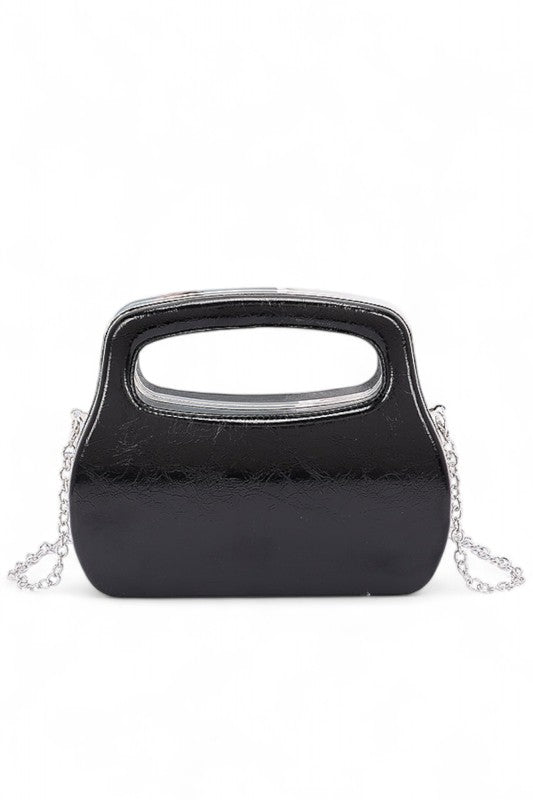 Top Handle Molded Metallic Clutch Swing Bag