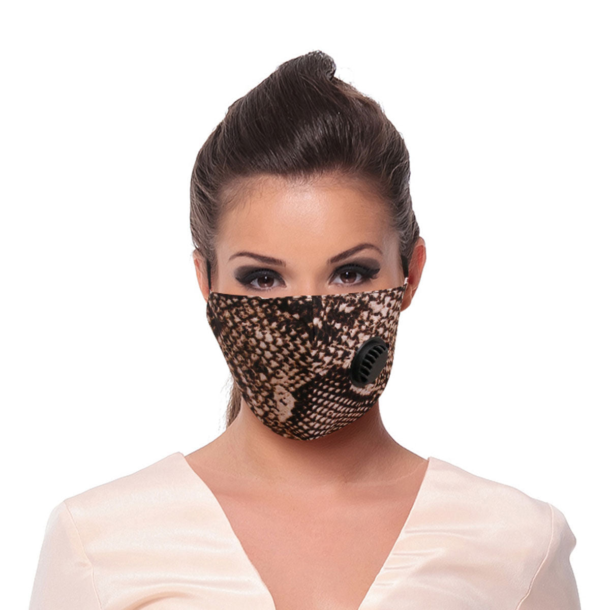Fashionable Gray Snake Skin Filter Face Mask Stylish Accessory