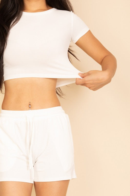 Drawstring Lounge Shorts Set