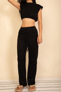 Hemmed Crop Top & Wide Leg Pants Set