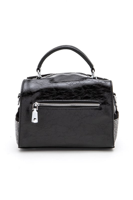 Rhinestone Studs Top Handle Fashion Bag