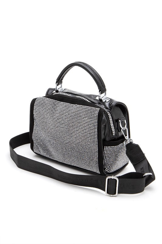 Rhinestone Studs Top Handle Fashion Bag