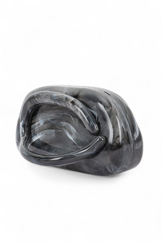 Tonal Iconic Handle Marble Resin Box Clutch