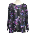 Apt 9 Womens Medium 100% Polyester Long Sleeve Floral Pin Striped Blouse