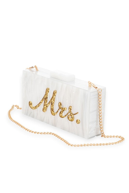 Glitter Mrs Acrylic Box Clutch