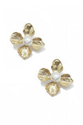 3D Flower Faux Pearl Stud Earrings – Stylish Statement Jewelry