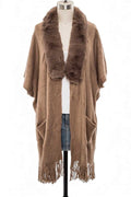 Faux Fur Lapel Long Cardigan