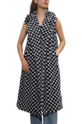 Faux Fur Checker Pattern Long Vest