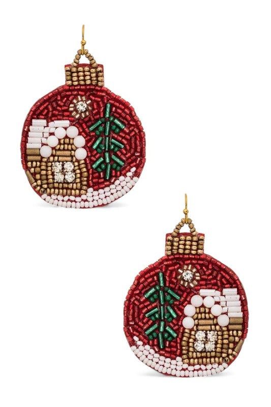 Beaded Earrings Christmas Ornament Stylish Jewelry Accessory