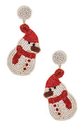 Beaded Snowman Earrings Trendy Statement Jewelry Accessory