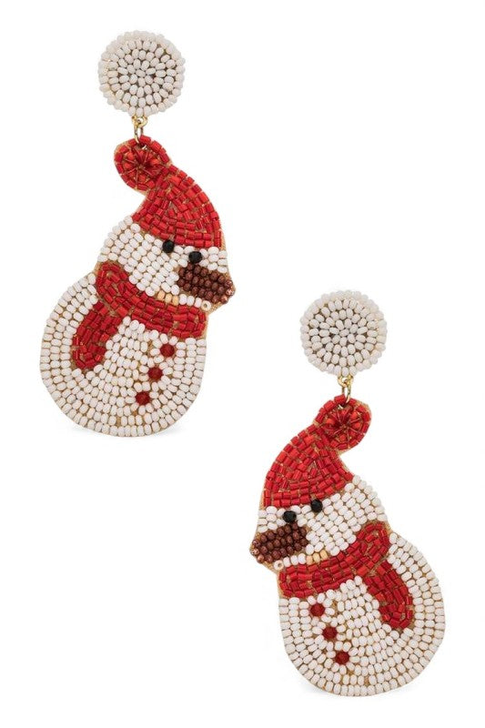 Beaded Snowman Earrings Trendy Statement Jewelry Accessory