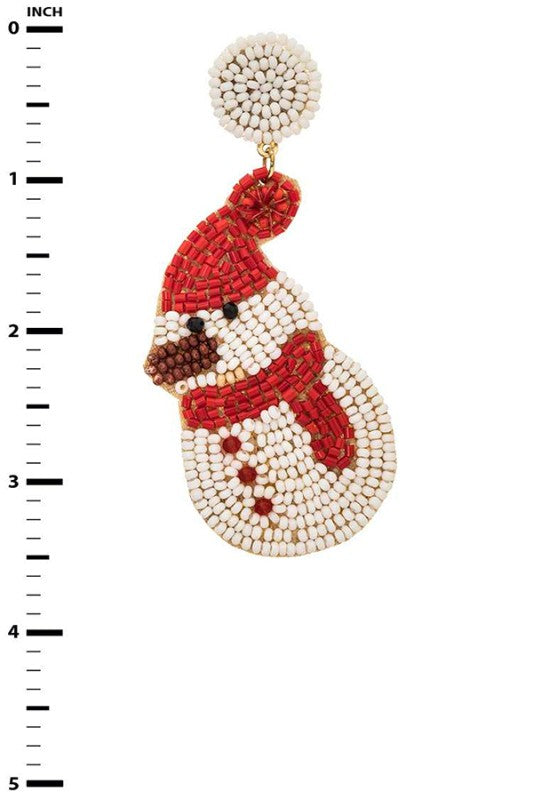 Beaded Snowman Earrings Trendy Statement Jewelry Accessory