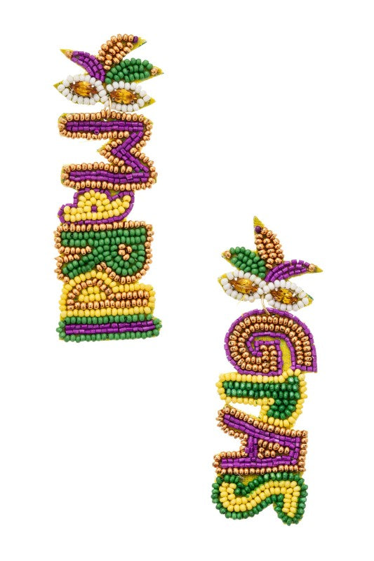 Beaded Festival Earrings Mardi Gras Stylish Statement Jewelry