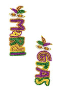 Beaded Festival Earrings Mardi Gras Stylish Statement Jewelry