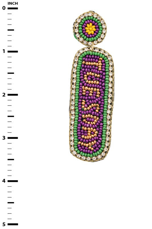 Beaded Statement Earrings Mardi Gras Fat Tuesday Festival Fashion Jewelry
