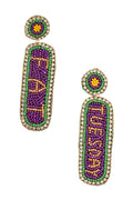 Beaded Statement Earrings Mardi Gras Fat Tuesday Festival Fashion Jewelry