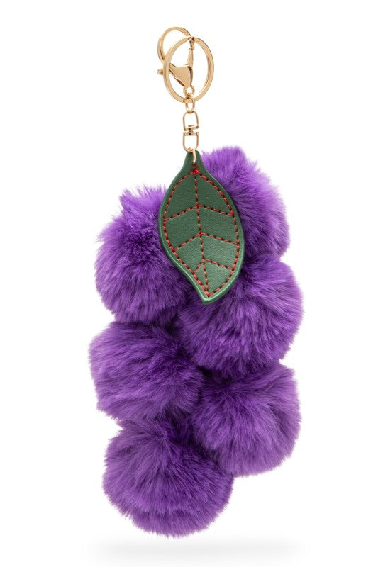 Faux Fur Iconic Oversize Grapes Plushy Key Chain