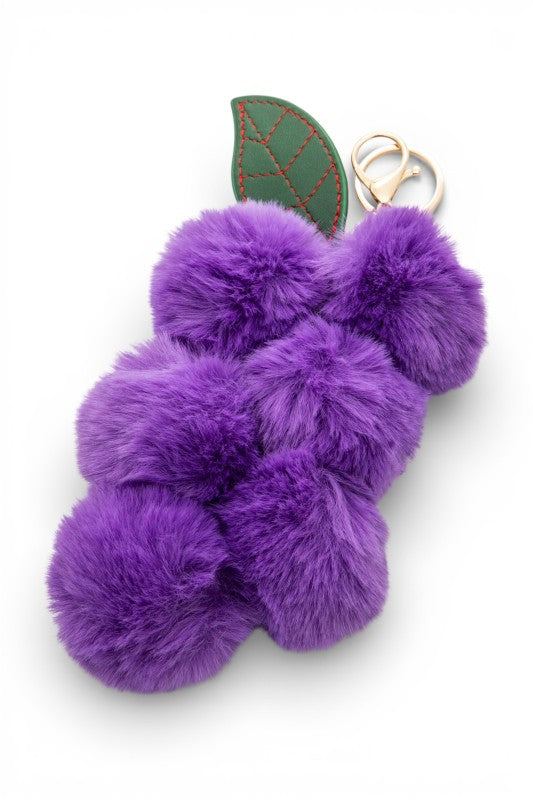 Faux Fur Iconic Oversize Grapes Plushy Key Chain