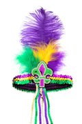 Mardi Gras Feather Sequins Stretch Headbands