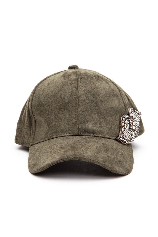 Crystal Beaded Ultra Suede Fashion Cap