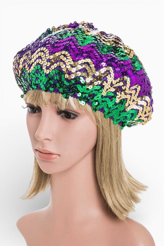 Mardi Gras Sequin Statemnt Stretchy Baret
