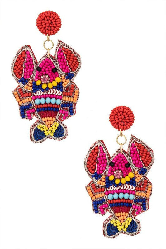 Beaded Statement Earrings Mix Color Crawfish Trendy Jewelry