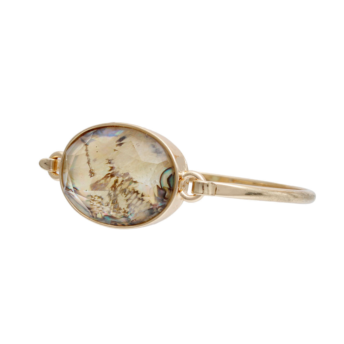 Oval Opal Marbled Statement Bangle Bracelet Stylish Jewelry Accessory