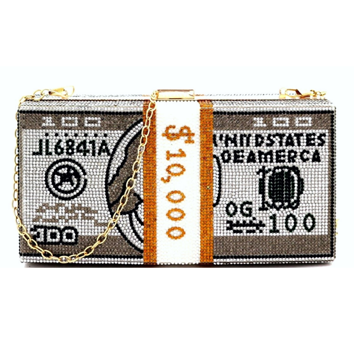 Rectangle Clutch Black Bling $10K Stylish Statement Handbag