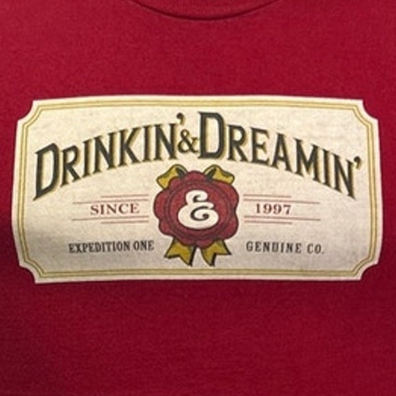 Expedition One Mens Small Drinkin & Dreamin 100% Cotton Short Sleeve Tee Shirt