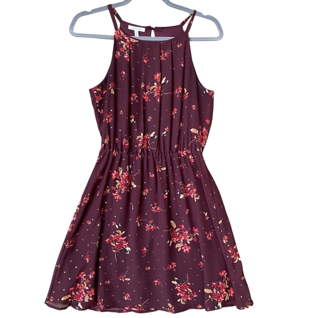 Maurices Womens Small 100% Polyester Purple Floral Sleeveless Fit n Flare Dress