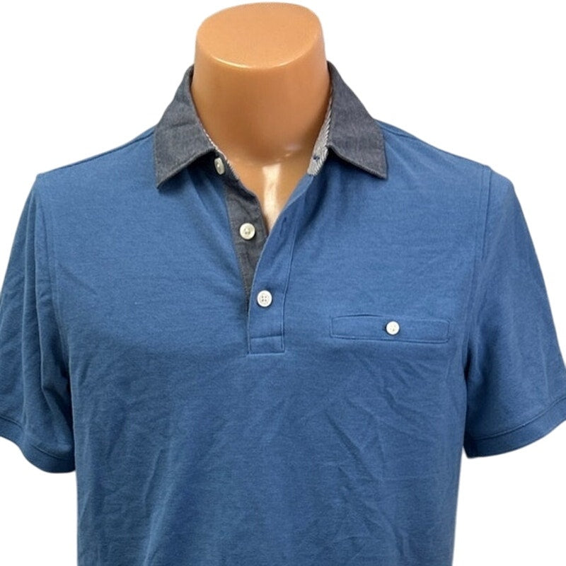 Good Fellow & Co Mens Medium Blue PolyCotton Short Sleeve Collared Polo Shirt