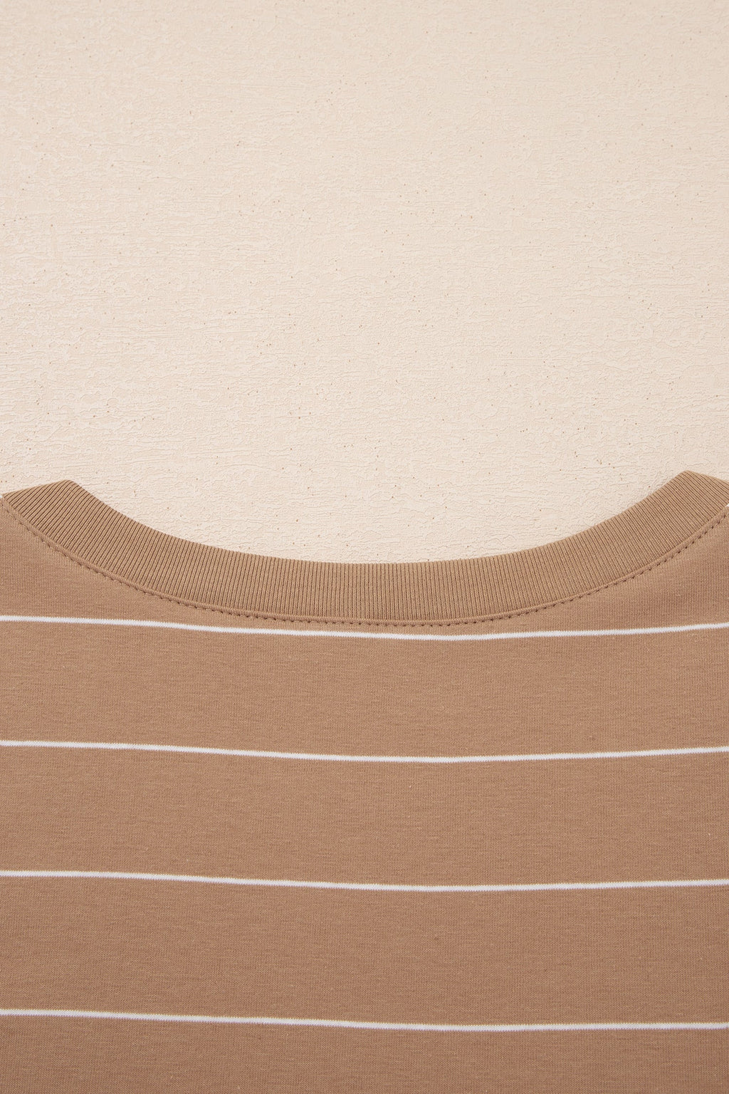 Khaki Stripe Casual Short Sleeve Side Slit Maxi T Shirt Dress