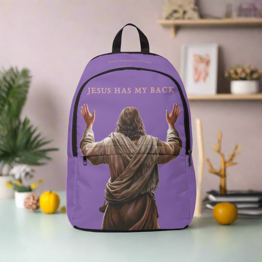 "Jesus Has My Back" Christian Backpack (Choose Purple Shade)