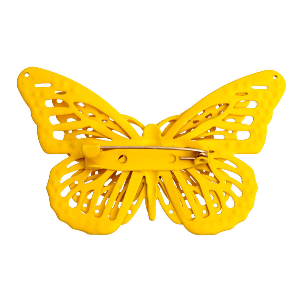 Statement Butterfly Brooch Yellow 3D Stylish Fashion Jewelry Accessory