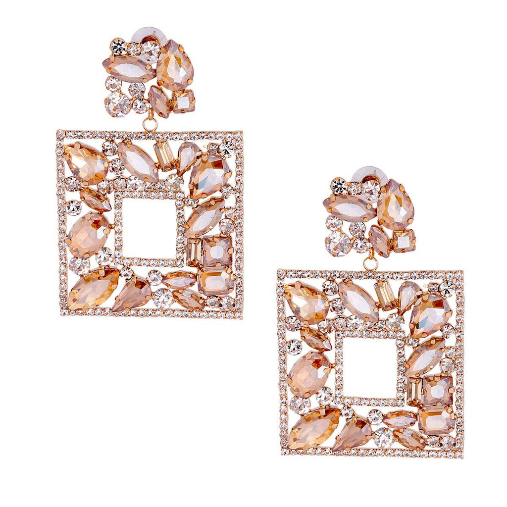 Square Topaz Crystal Earrings Elegant Stylish Statement Jewelry