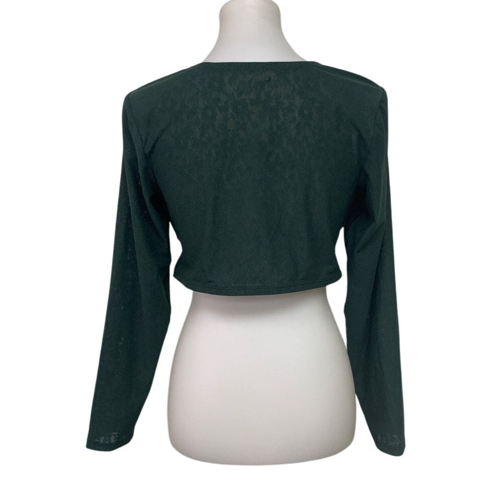 OFFLINE By Aerie Womens Small Real Me Lace Long Sleeve Mystical Green Bra Top