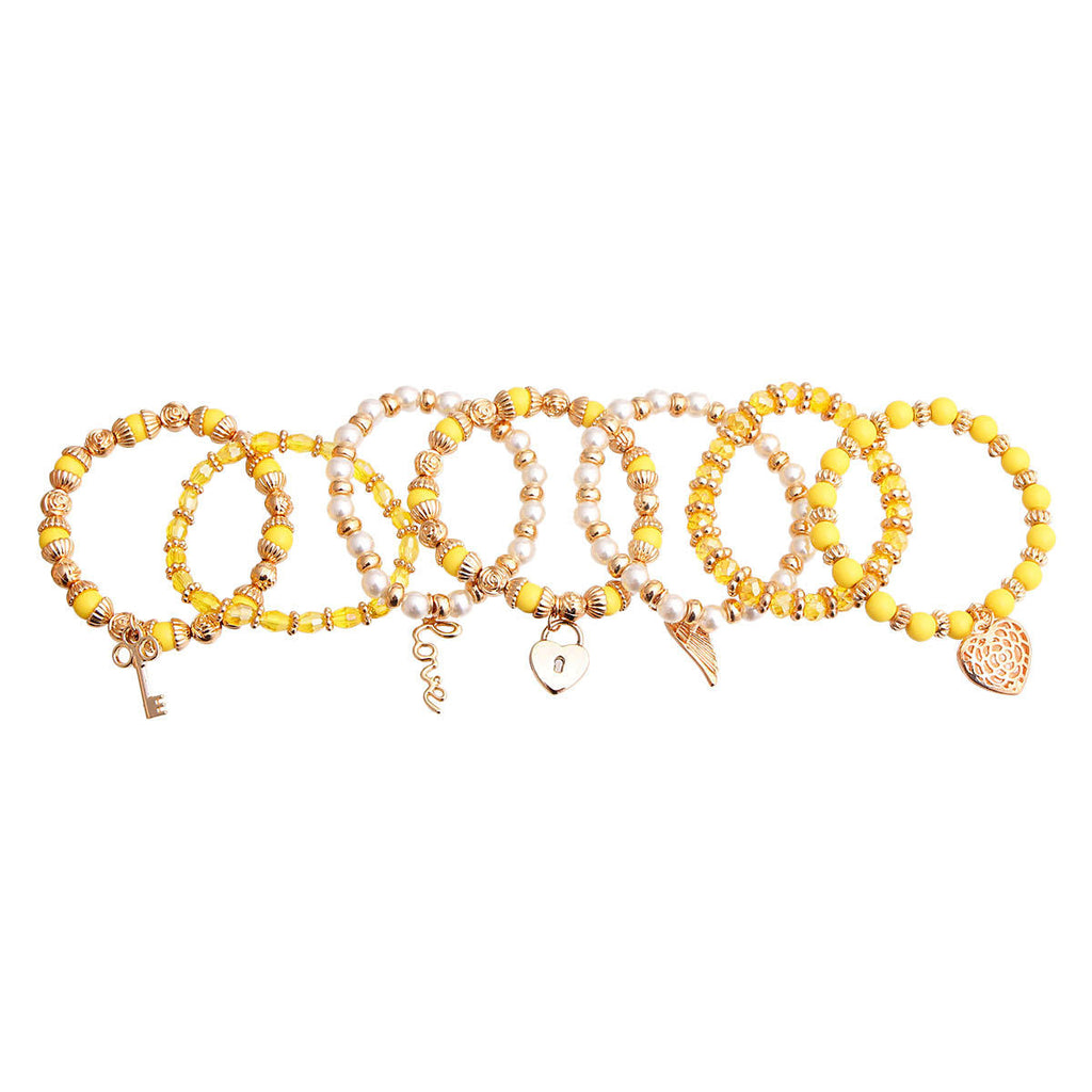 Love Charm Bracelets Yellow and Pearl Stylish Fashion Jewelry