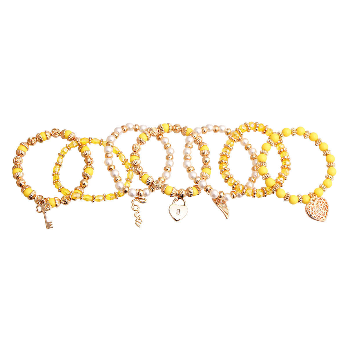 Love Charm Bracelets Yellow and Pearl Stylish Fashion Jewelry