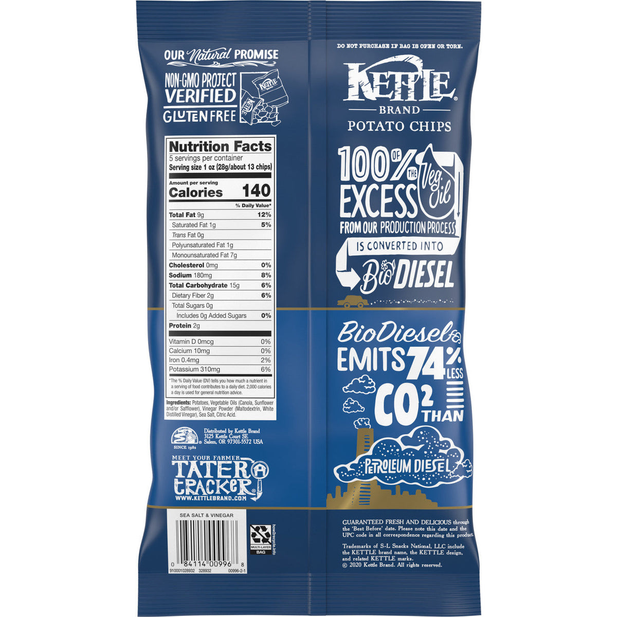 Kettle Chips Salt & Vinegar Potato Chips (15x5 Oz)