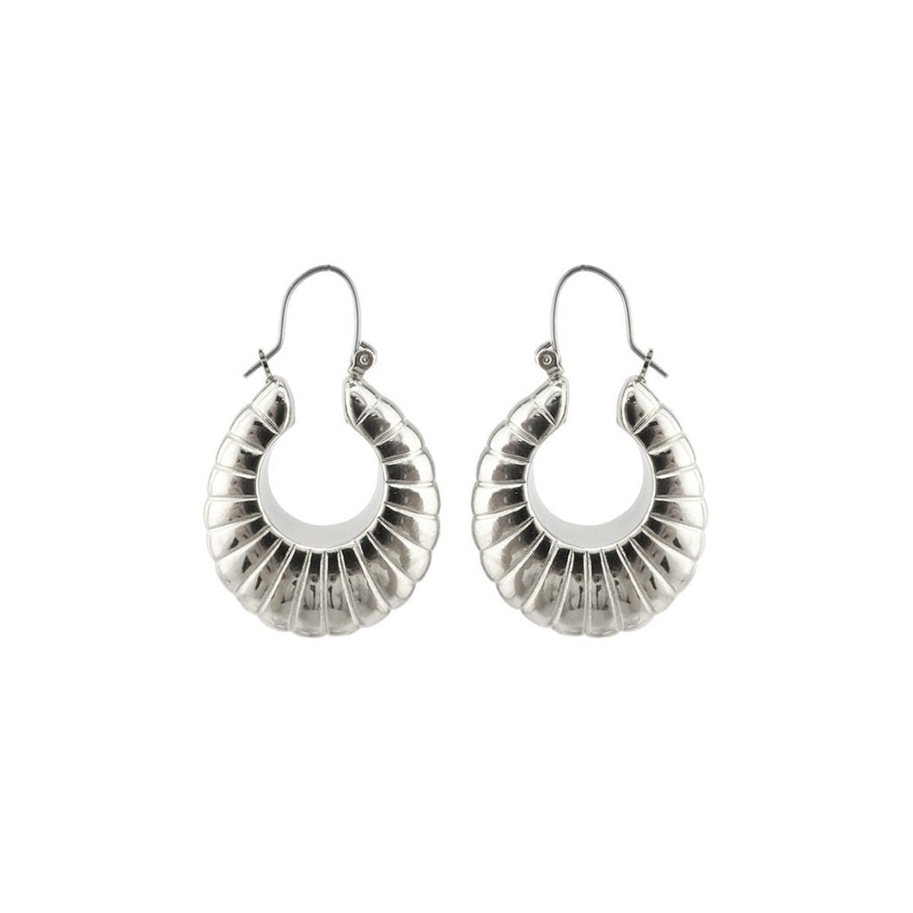 Statement Silver Metal Croissant Hoop Earrings – Trendy Chic Jewelry Accessory