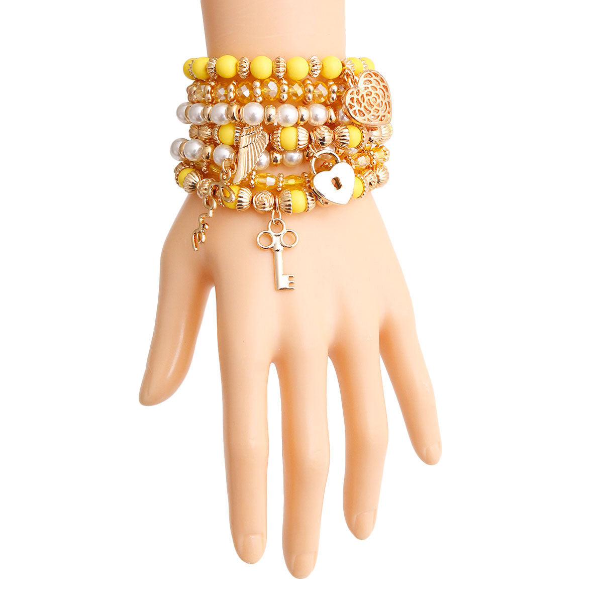 Love Charm Bracelets Yellow and Pearl Stylish Fashion Jewelry