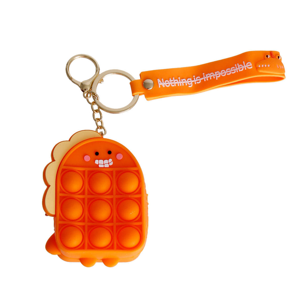 Bubble Pop Keychain Orange Dino Trendy Fashion Accessory