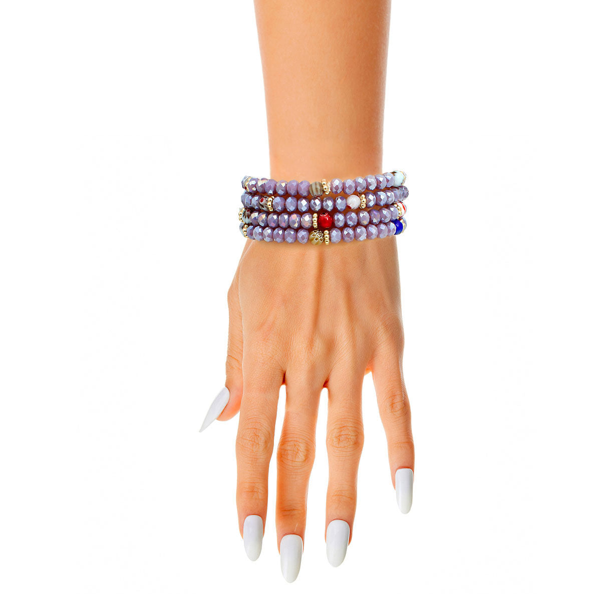 Glass Bead Bracelets Light Purple Stylish Chic Accessories