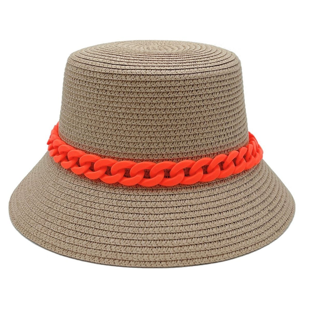 Bucket Hat Orange Chain Camel Stylish Casual Accessory