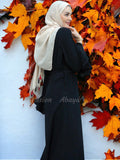 Abaya with layer Sleeve attached Belt on front